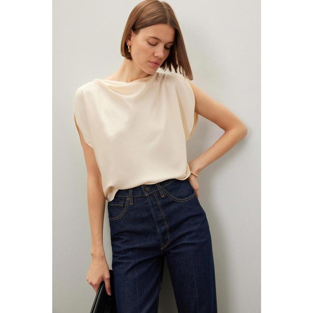 A.L.C. Off-White Polyester Nadia Top Size 6 with Stains